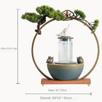 Lucky Pheasant Round LED Backflow Incense Burner With Flowing Water Fortune Fountain - 