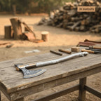 Hand-Forged Viking Double-Bit Fantasy Display Axe with Engraved Head