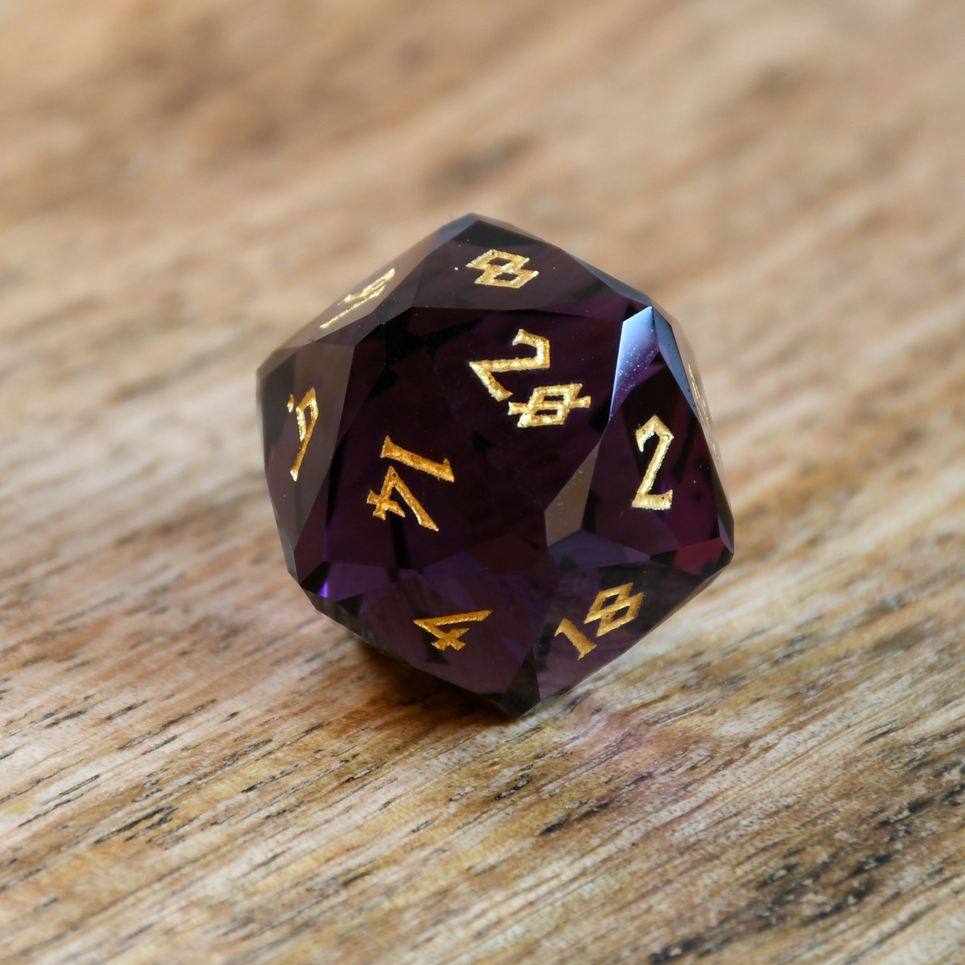 Deep Plum Multifaceted Glass Dice Set