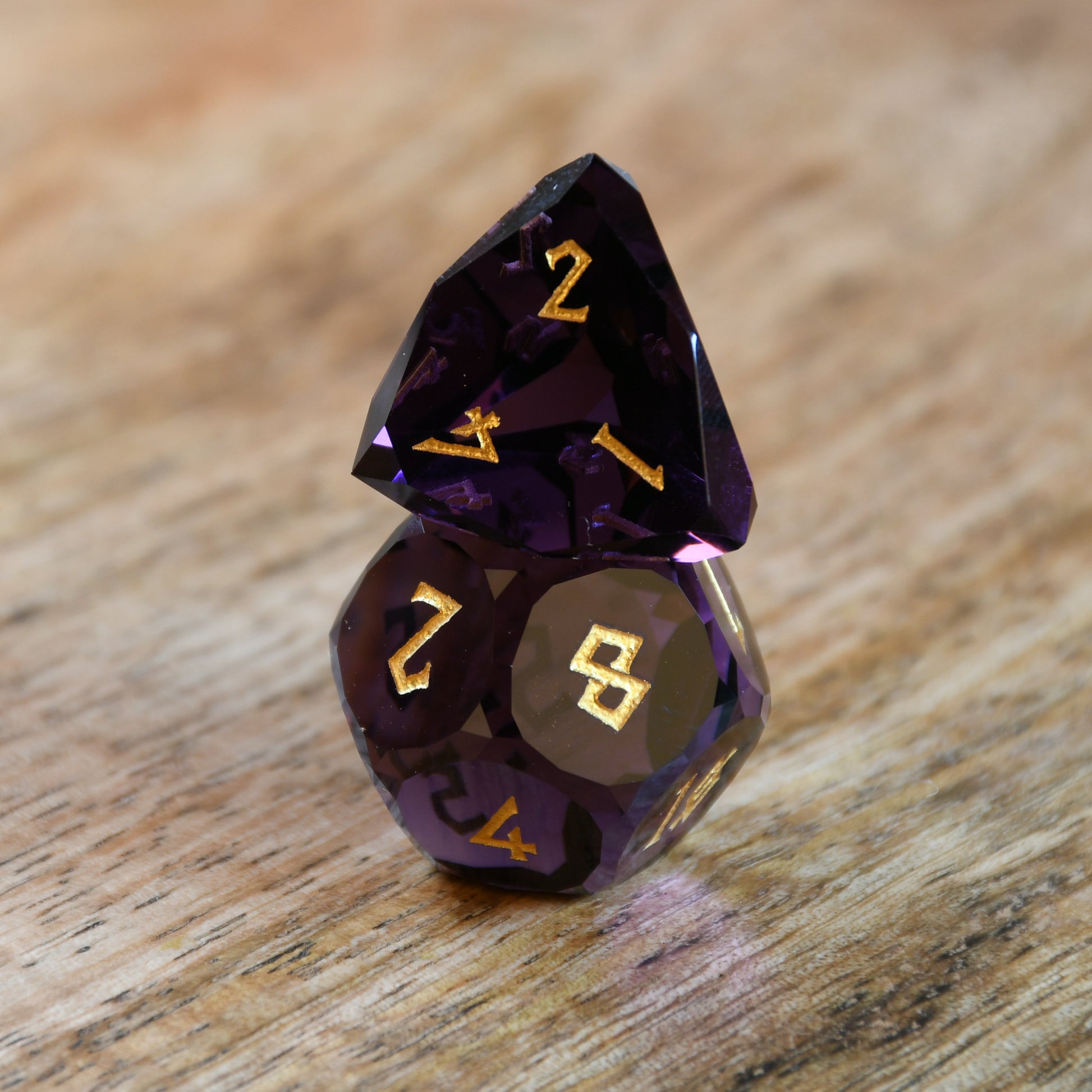 Deep Plum Multifaceted Glass Dice Set