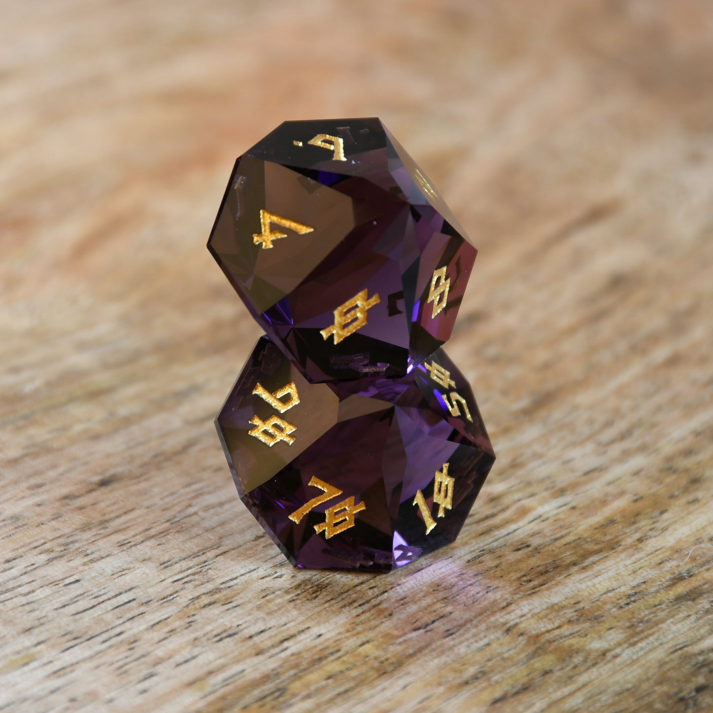 Deep Plum Multifaceted Glass Dice Set