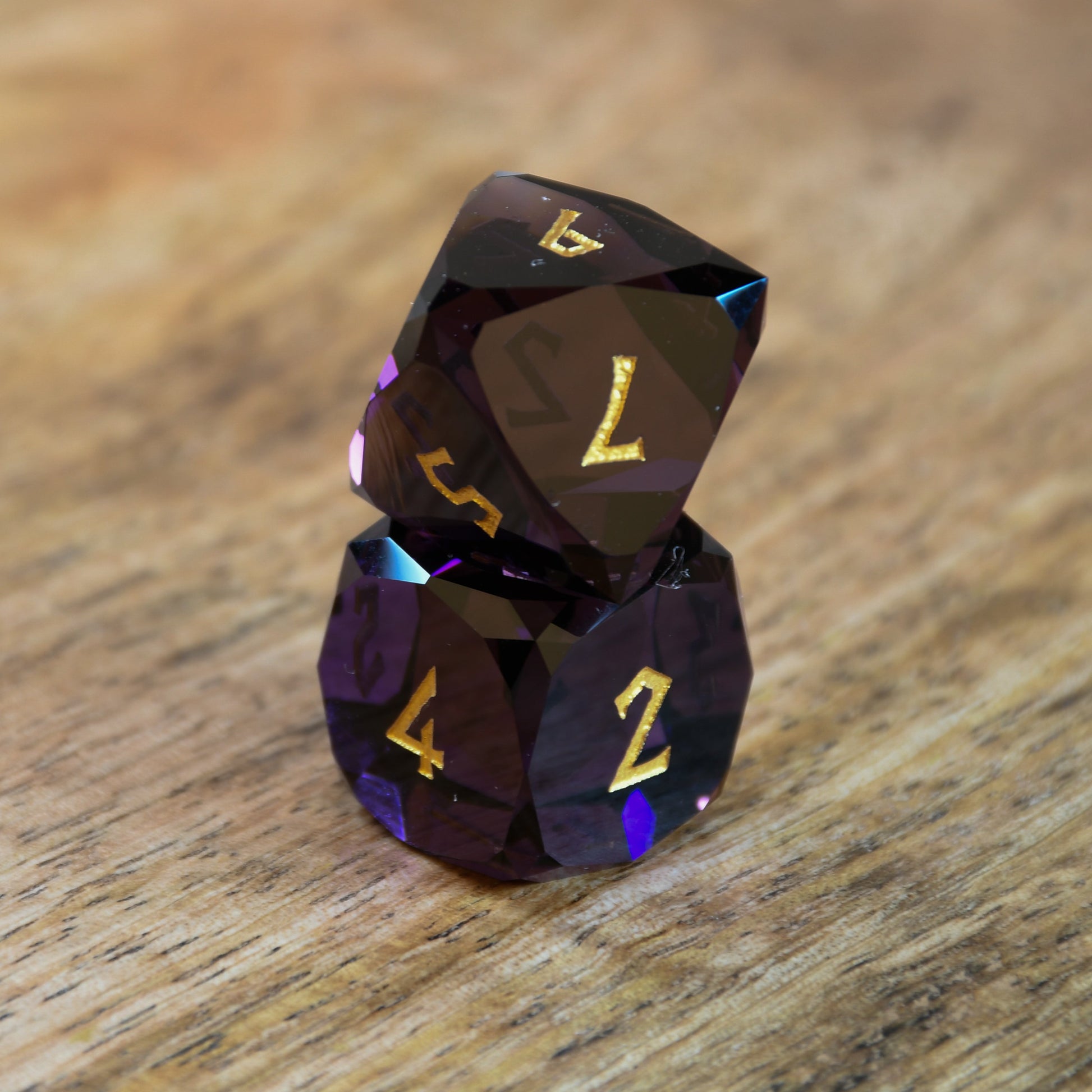 Deep Plum Multifaceted Glass Dice Set