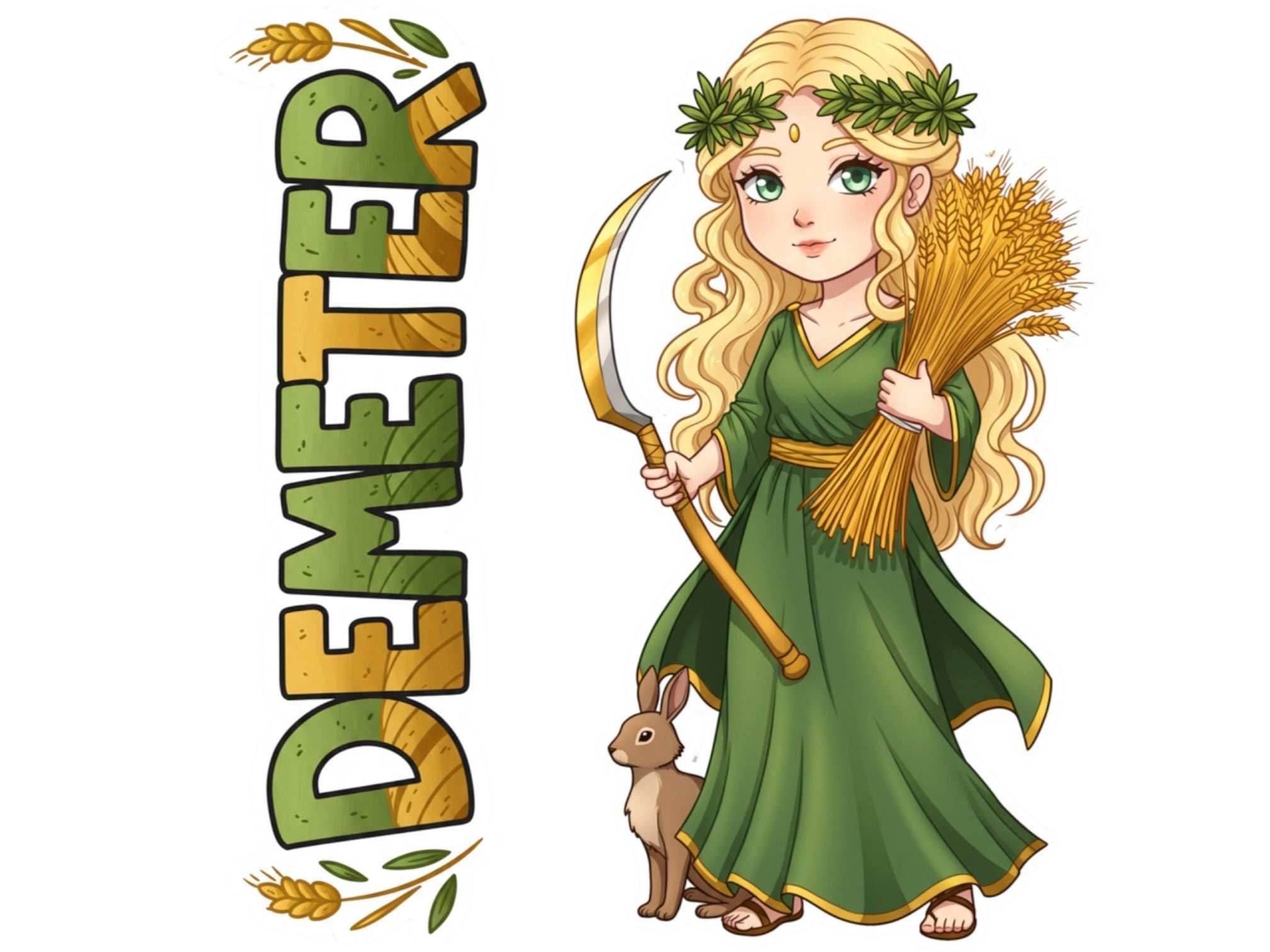Demeter Sticker and Magnet – Horaia Mythkins™ – Greek Goddess of Harvest and Seasons | Waterproof & UV-Proof - Sticker / Mini