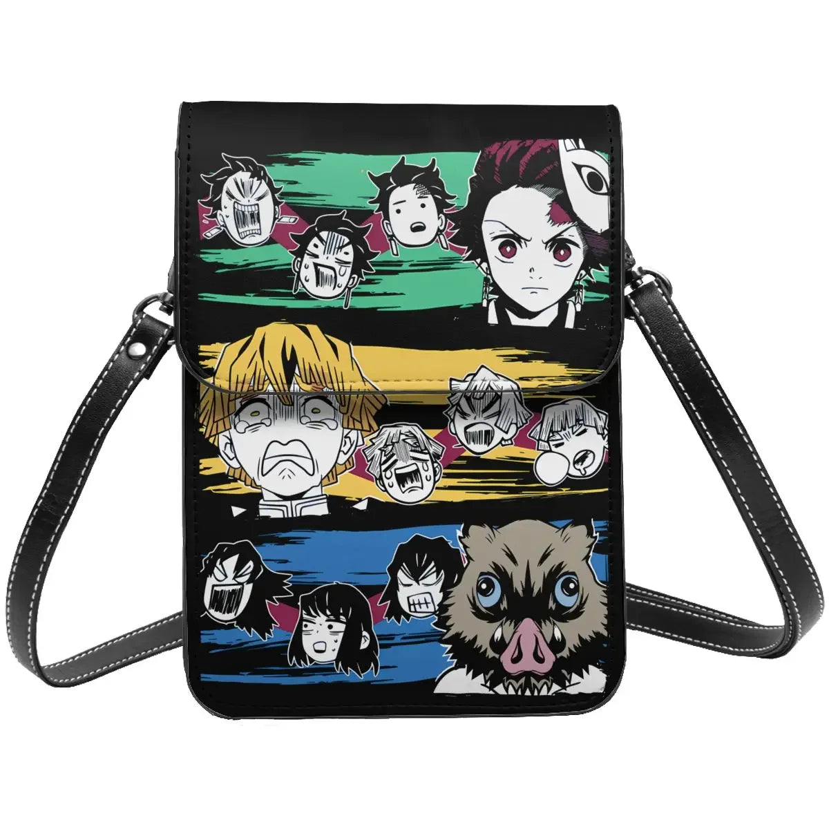 Demon Slayer Crossbody Wallet Cell Phone Bag Shoulder Bag Cell Phone Purse Adjustable Strap