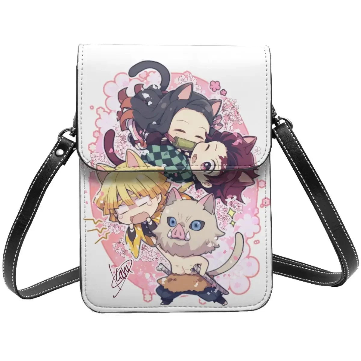 Demon Slayer Crossbody Wallet Cell Phone Bag Shoulder Bag Cell Phone Purse Adjustable Strap