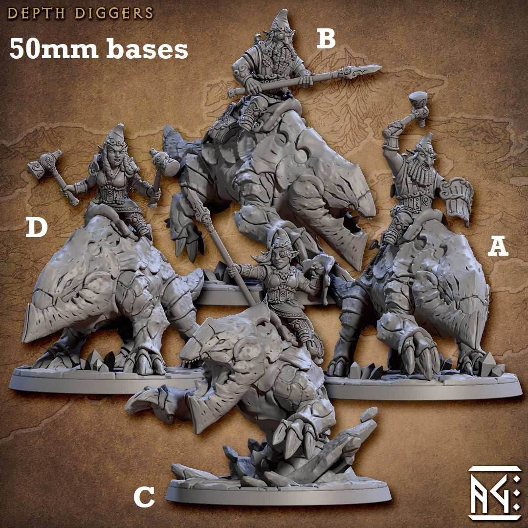 Depth Diggers with Riders (Gnome Cavalry Unit) - A / With Hat Sculpt