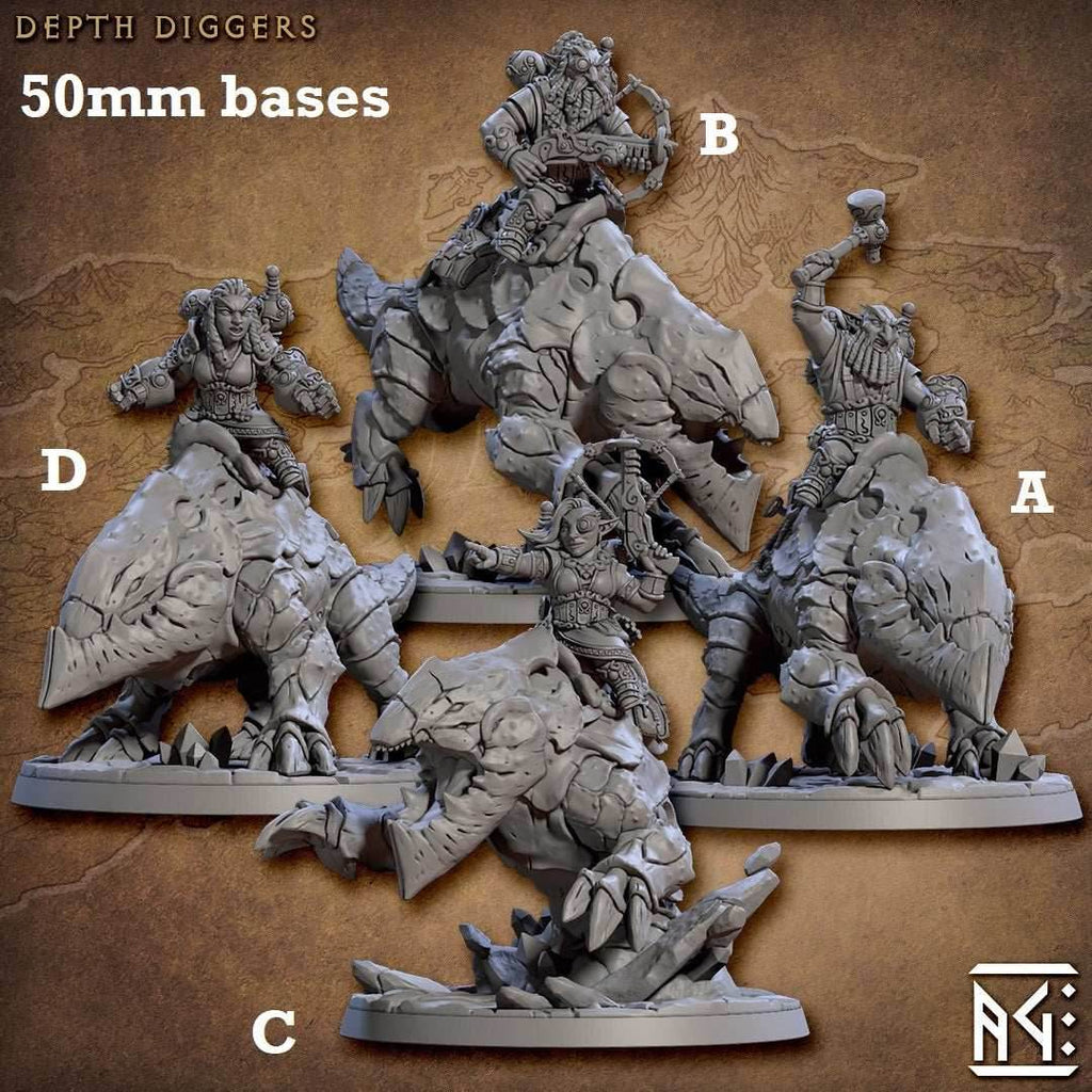 Depth Diggers with Riders (Gnome Cavalry Unit) - A / With Hat Sculpt