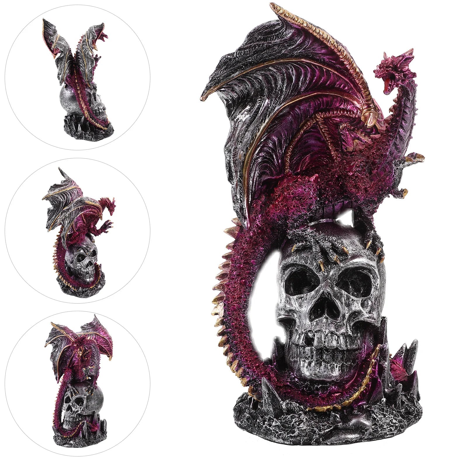 Desktop Dragon Decoration Standing Gothic Figurine Halloween Statue Resin Ornament Home Halloween Decoration