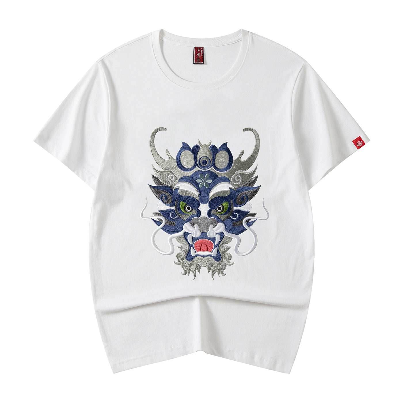 KH705 Dragon Head Embroidery Tee - White / S
