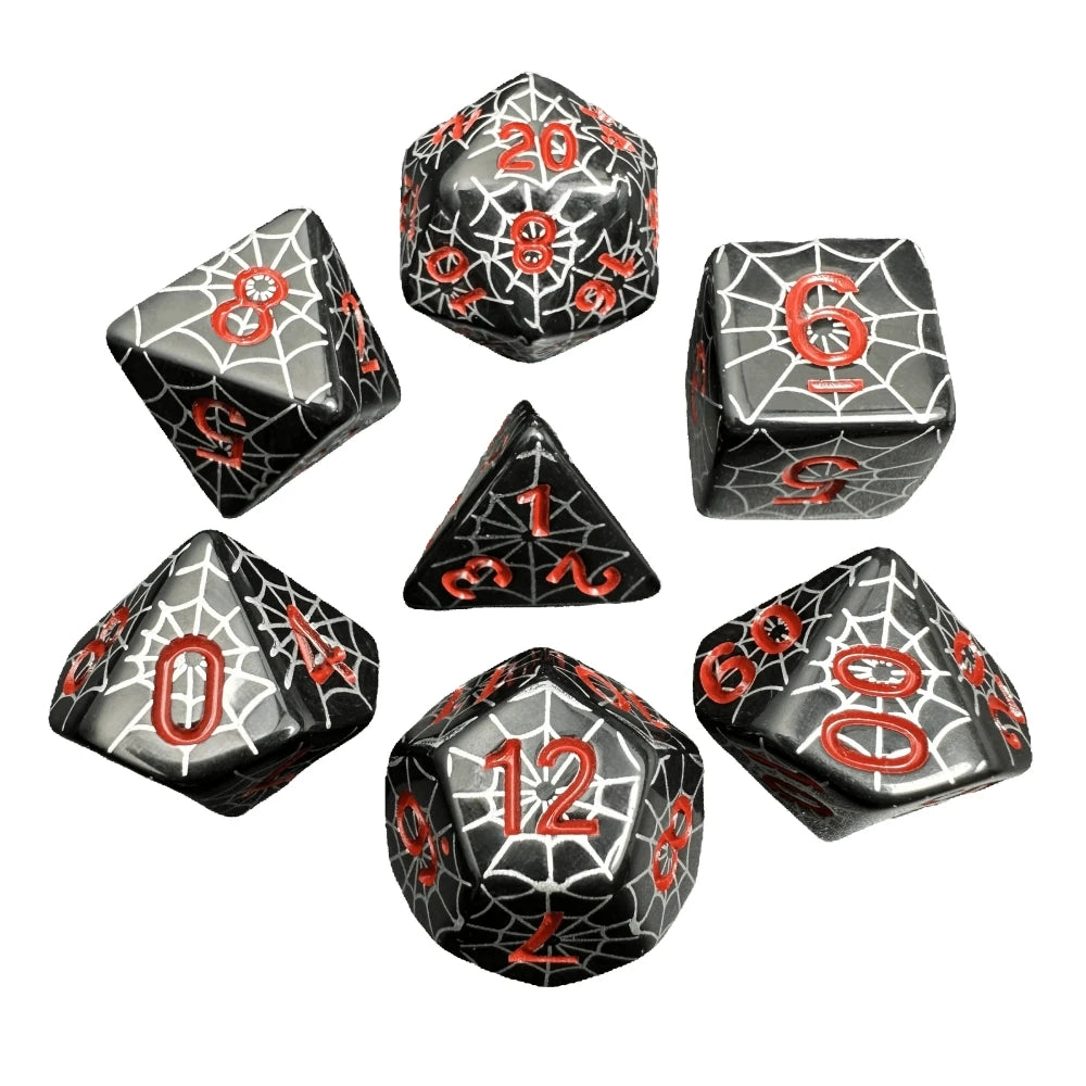 Dice DND Polyhedral Dice Set Printing Spider Web Unique Popular Fantasy Design For DND TRPG RPG Board Game Party Game Dices Kit