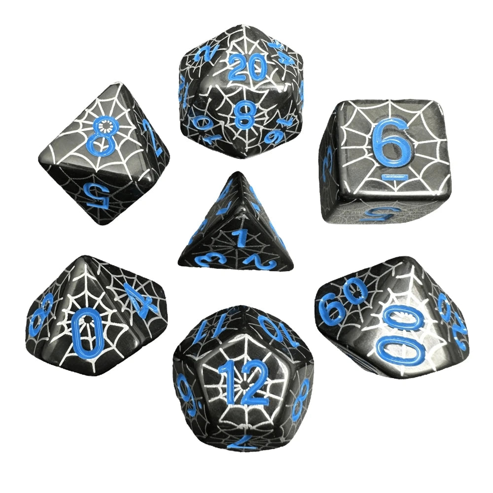 Dice DND Polyhedral Dice Set Printing Spider Web Unique Popular Fantasy Design For DND TRPG RPG Board Game Party Game Dices Kit