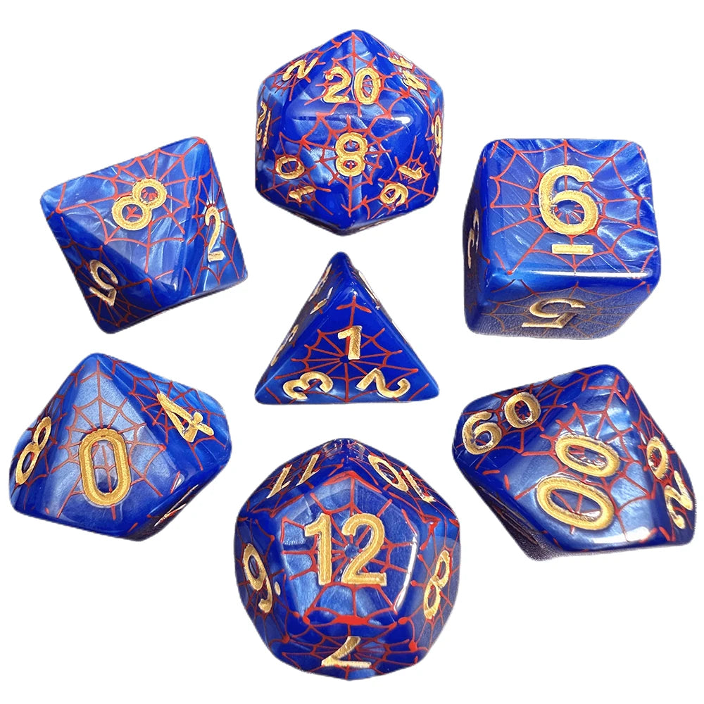 Dice DND Polyhedral Dice Set Printing Spider Web Unique Popular Fantasy Design For DND TRPG RPG Board Game Party Game Dices Kit