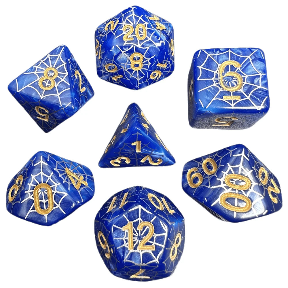 Dice DND Polyhedral Dice Set Printing Spider Web Unique Popular Fantasy Design For DND TRPG RPG Board Game Party Game Dices Kit