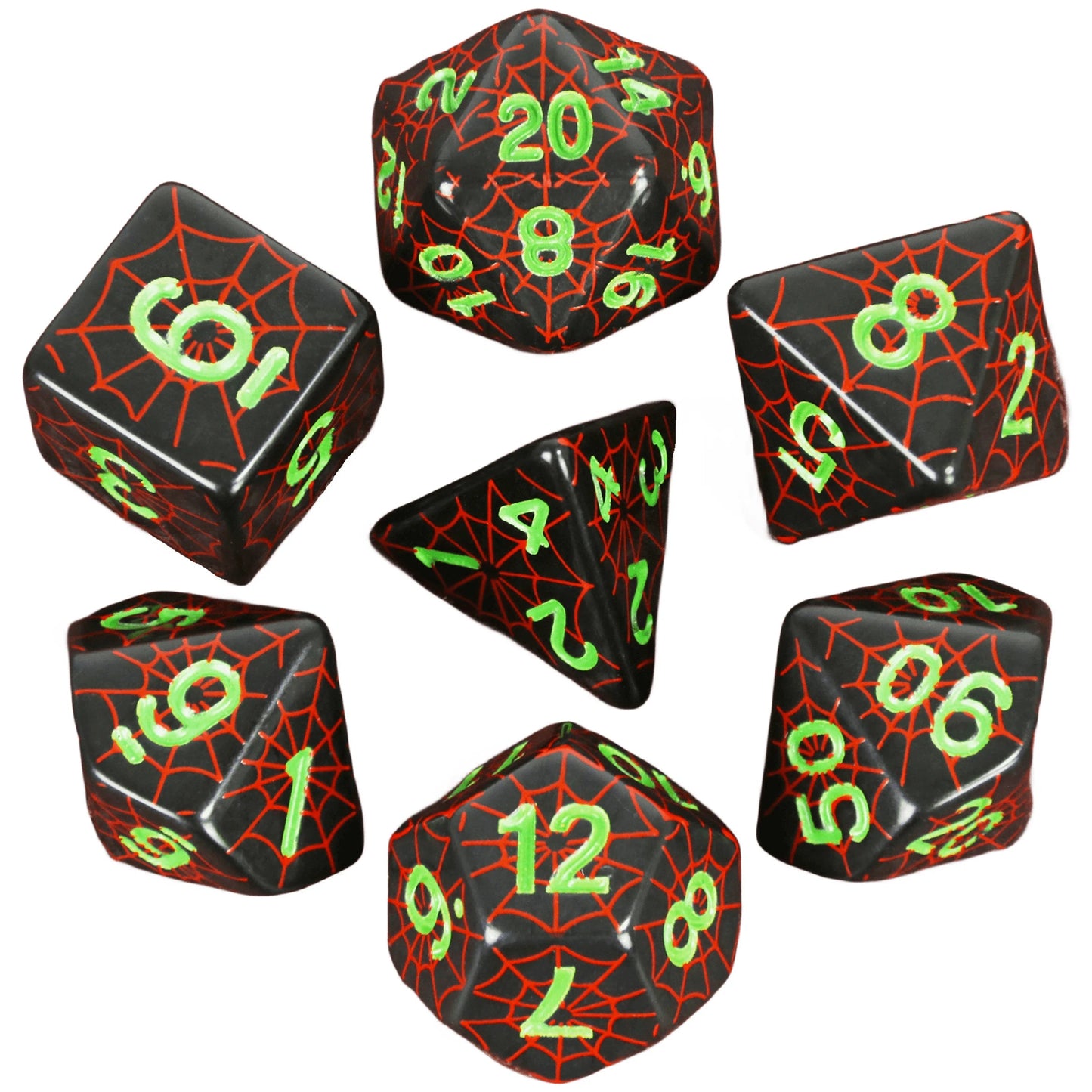 Dice DND Polyhedral Dice Set Printing Spider Web Unique Popular Fantasy Design For DND TRPG RPG Board Game Party Game Dices Kit