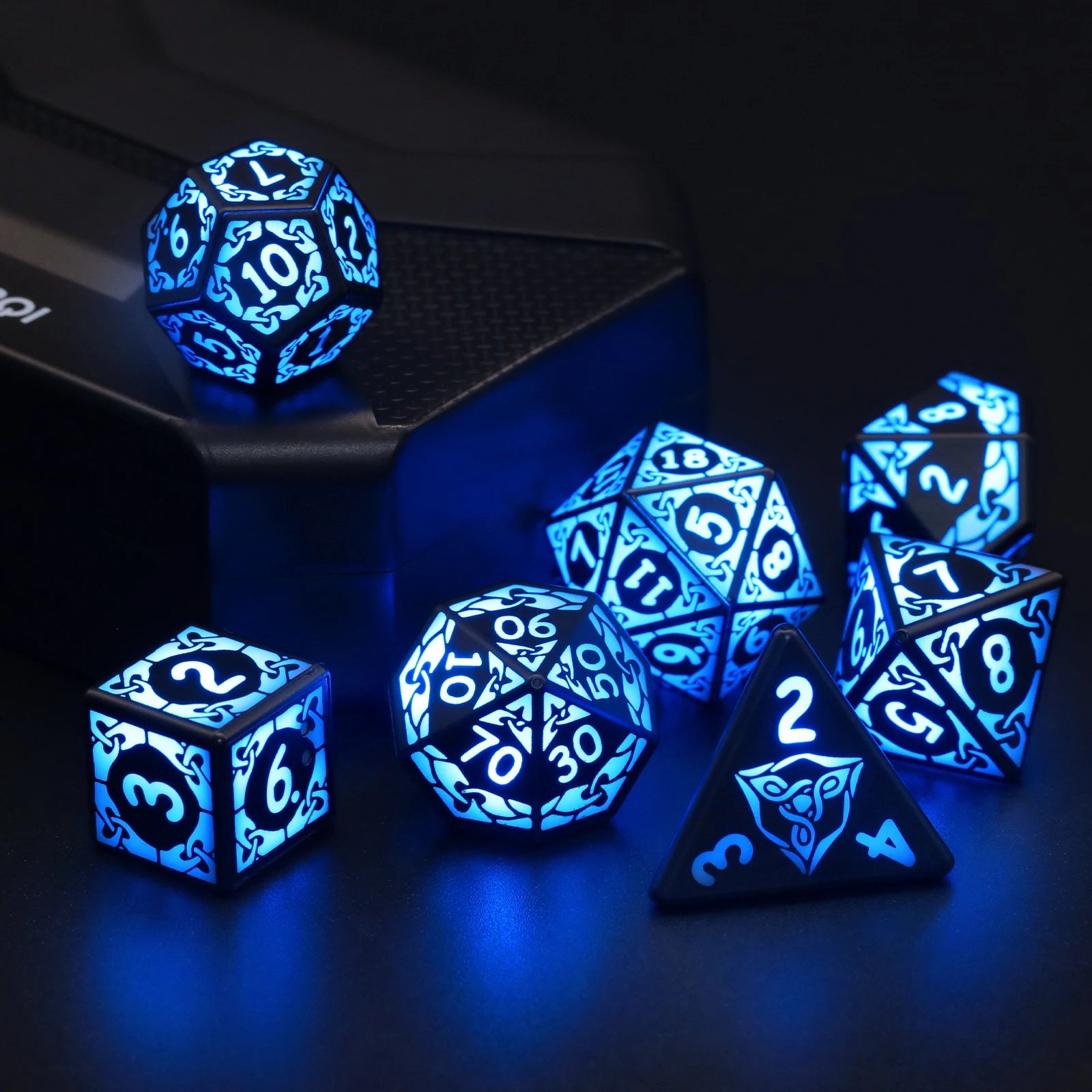 Dice Rechargeable with Charging Box, 7 PCS LED Dice for