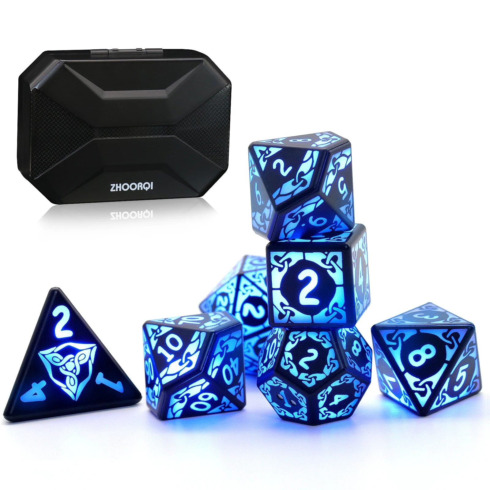 Dice Rechargeable with Charging Box, 7 PCS LED Dice for