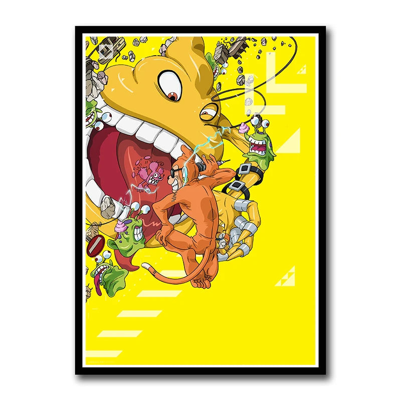 Digimon Adventure Poster TV Anime Retro aesthetic Agumon Piyomon Painting Wall Art Home Decoration Kawaii Room Decor  art Brand