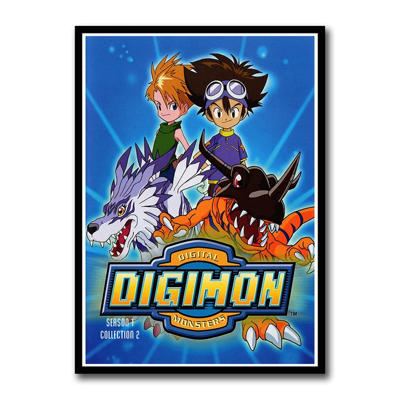 Digimon Adventure Poster TV Anime Retro aesthetic Agumon Piyomon Painting Wall Art Home Decoration Kawaii Room Decor  art Brand