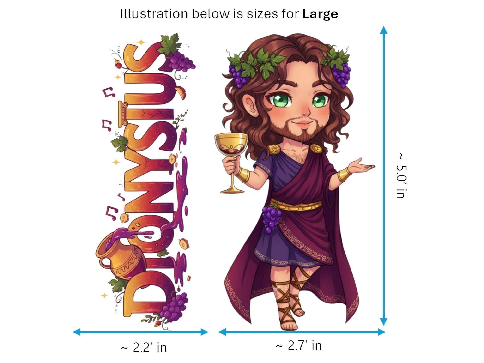 Dionysus Sticker and Magnet – Lyaeus Mythkins™ – Greek God of Wine and Festivity | Waterproof & UV-Proof - Sticker / Large