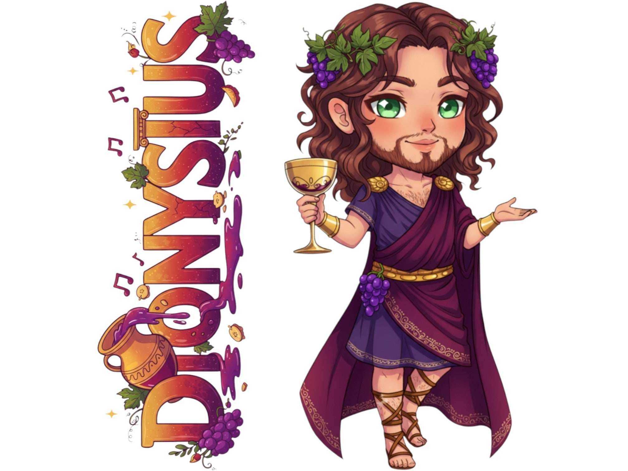 Dionysus Sticker and Magnet – Lyaeus Mythkins™ – Greek God of Wine and Festivity | Waterproof & UV-Proof - Sticker / Mini