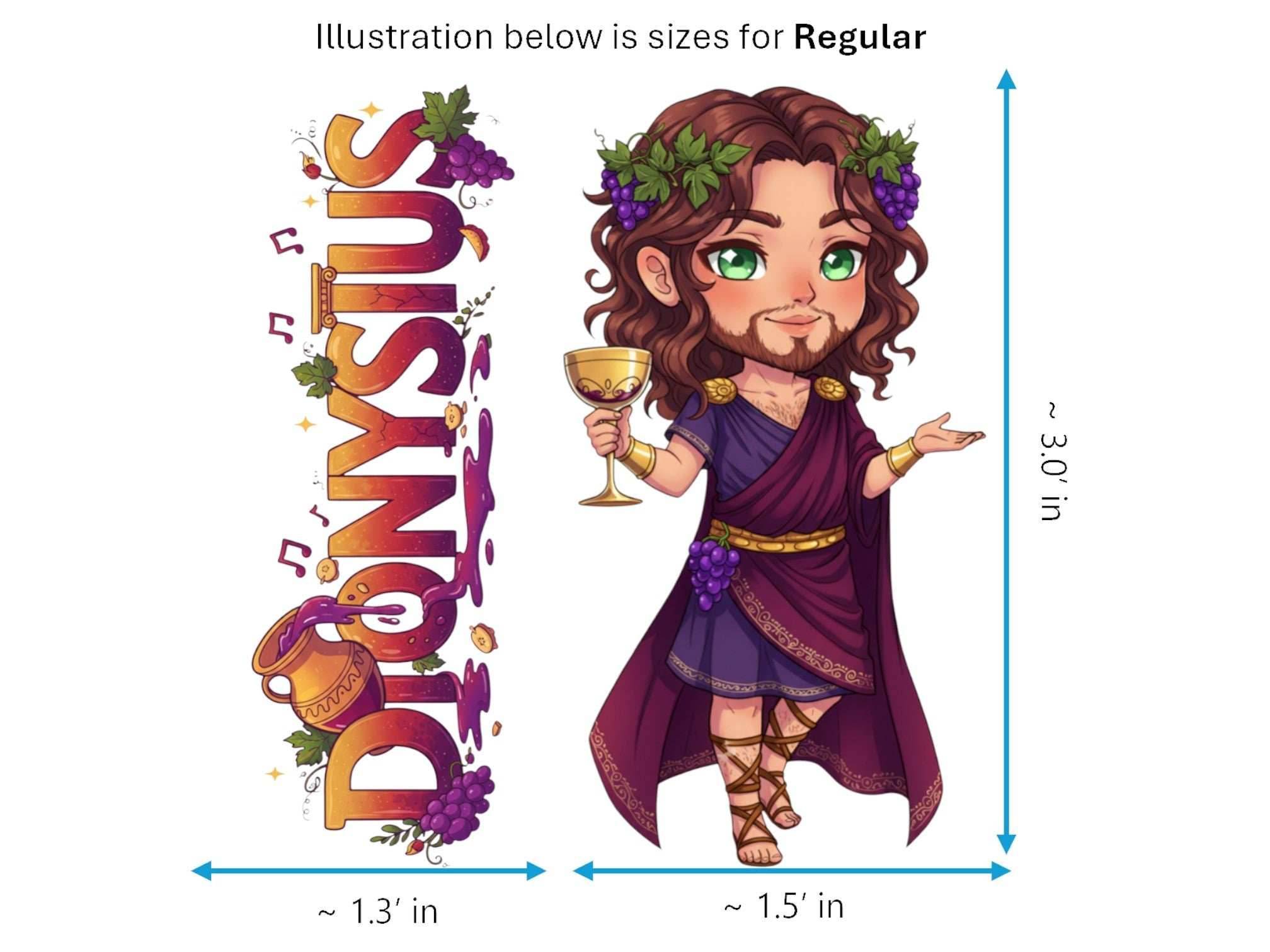 Dionysus Sticker and Magnet – Lyaeus Mythkins™ – Greek God of Wine and Festivity | Waterproof & UV-Proof - Sticker / Regular