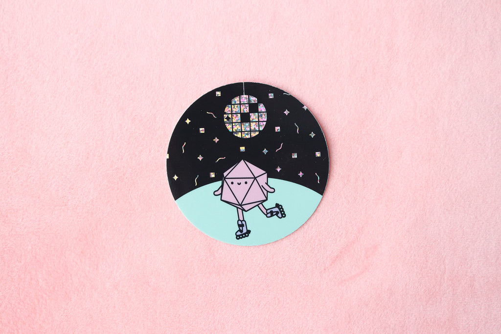Roller Rink Dice Buddy Glitter Sticker