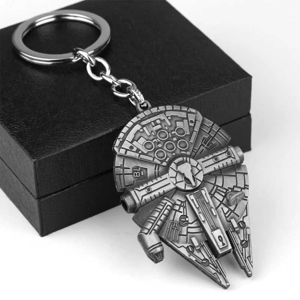 Disney Star Wars Keychain Luxury Silver Color Millennium Falcon Darth Vader Helmet Metal Pendant Key Holder Fashion Accessories