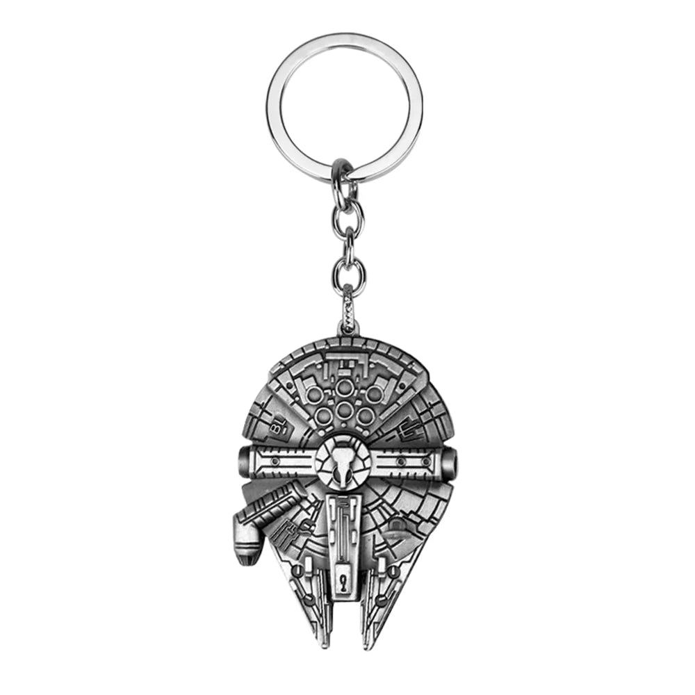 Disney Star Wars Keychain Luxury Silver Color Millennium Falcon Darth Vader Helmet Metal Pendant Key Holder Fashion Accessories