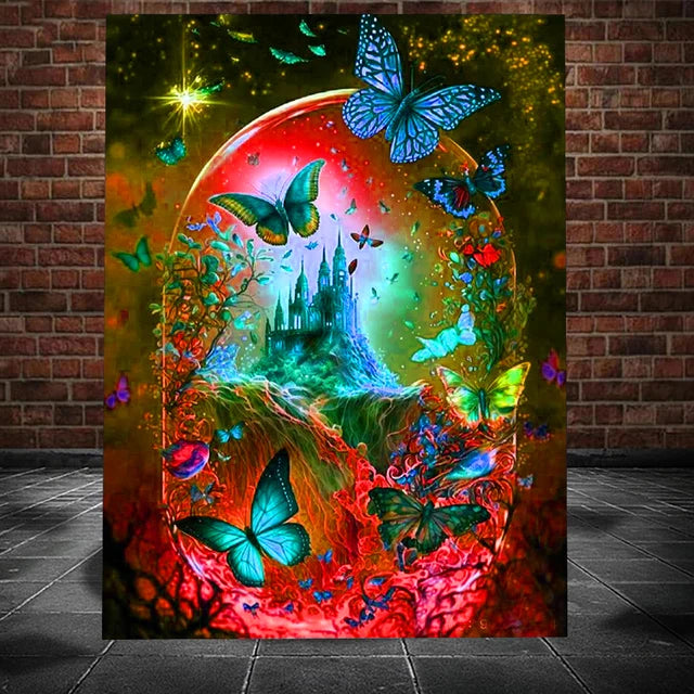 DIY Diamond Painting Fantasy Castle Butterfly New Arrival 2023 Diamond Mosaic Crafts Landscape Embroidery Rhinestone H146