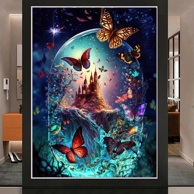 DIY Diamond Painting Fantasy Castle Butterfly New Arrival 2023 Diamond Mosaic Crafts Landscape Embroidery Rhinestone H146