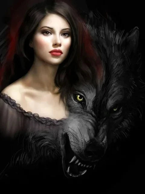 DIY Diamond Painting New 2024 Cross Stitch kit Gothic Woman Fierce Wolf Panther Mosaic Embroidery Living Room Bar Wall Art Decor