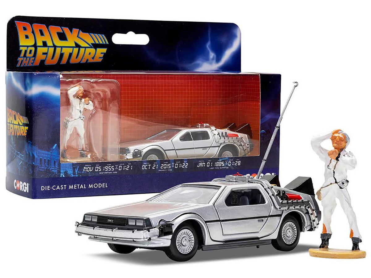 DMC DeLorean Time Machine with Doc Brown Figure "Back to the Future" (1985) Movie Diecast Model Car by Corgi