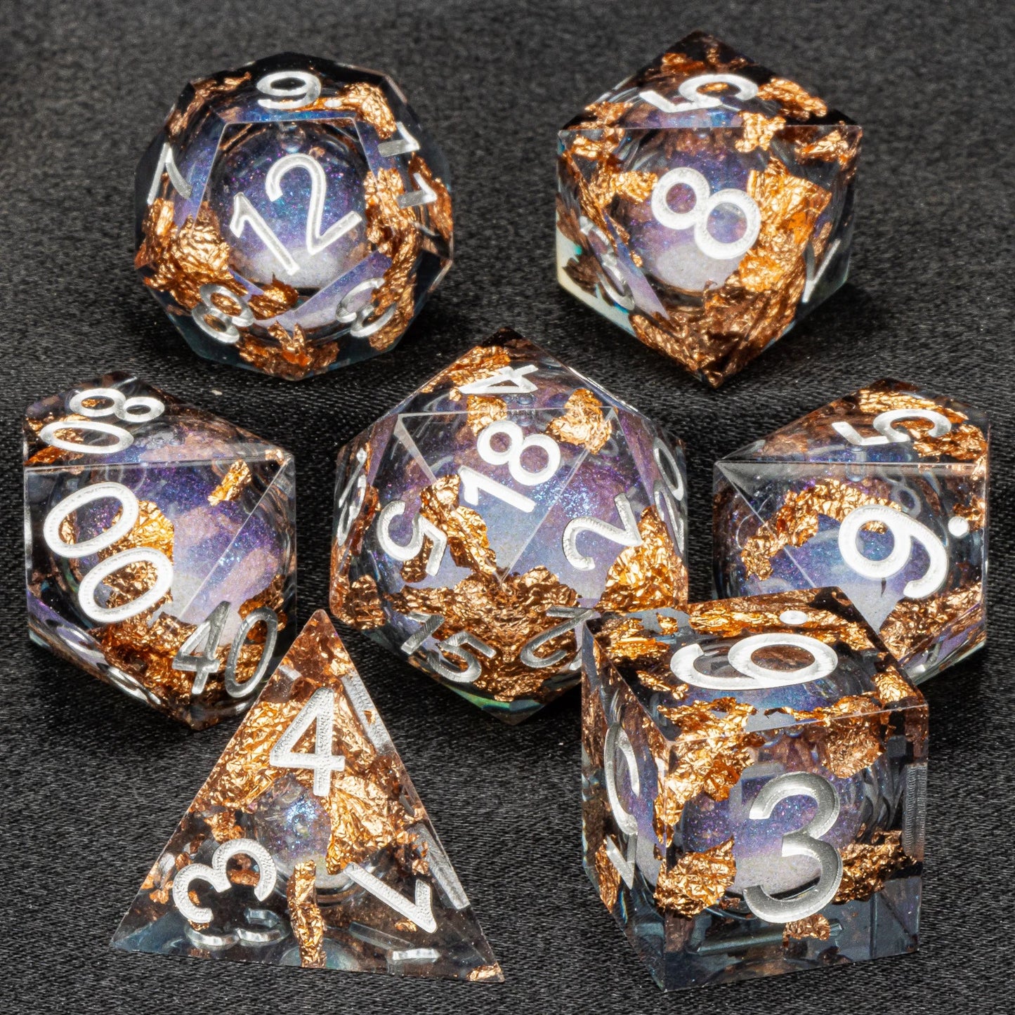 Dnd Blue Resin Dice Set, Handmade Liquid Core Dice, Polyhedral Dice Set for Dungeons and Dragons, Galaxy Dice Set, dice set dnd