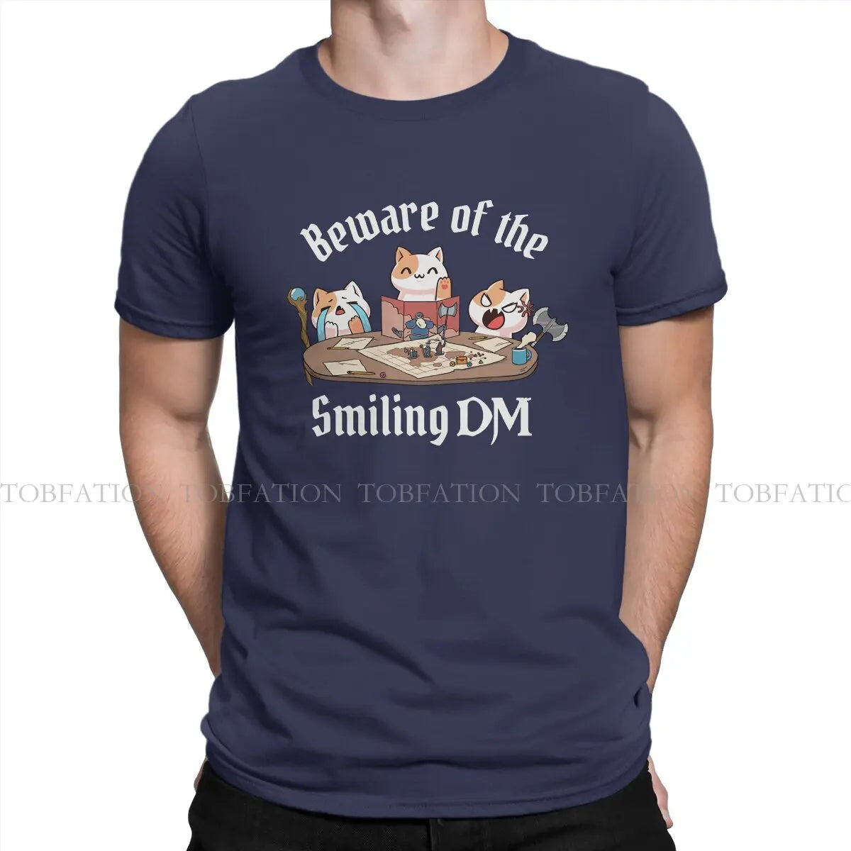 DND CATS PLAYING Tshirt Graphic Men Tops Vintage Punk Summer Streetwear 100% Cotton T Shirt