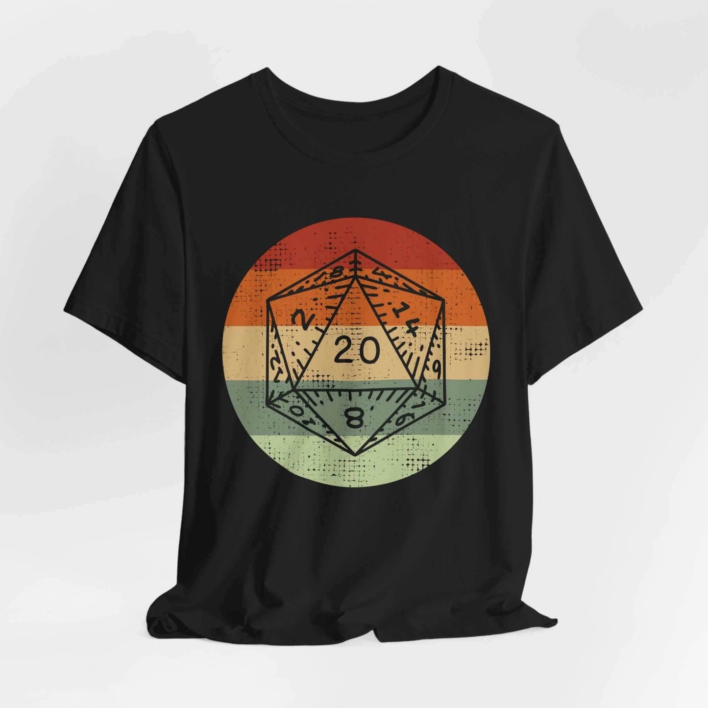 DnD D20 Shirt | Retro Sunset - Black / S