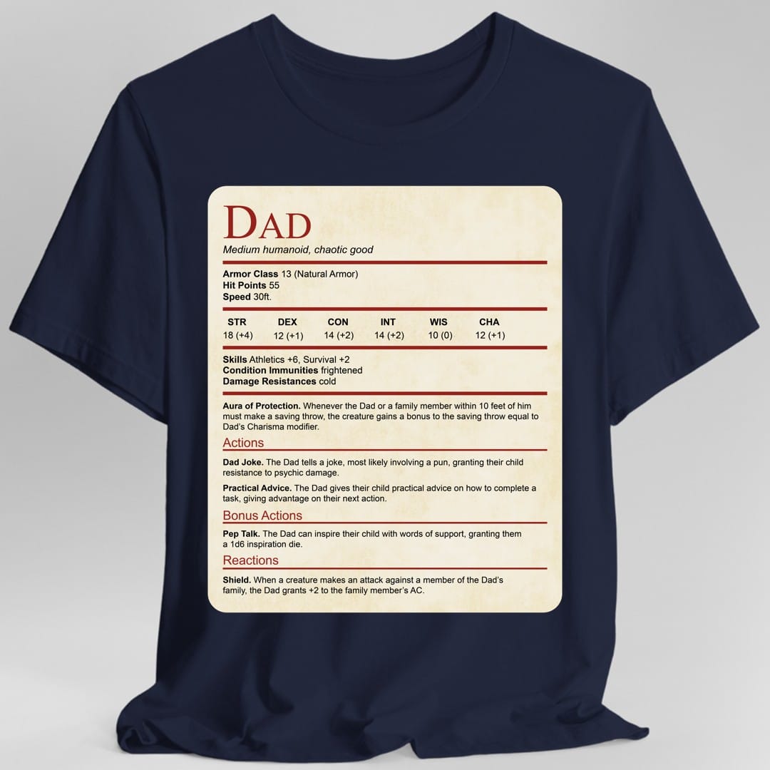 DnD Dad Shirt With Stat Block