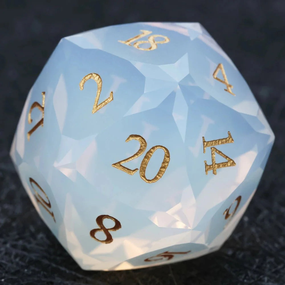 DND Dice | Diamond-Cut Opalite Glass Gemstone Dice Set