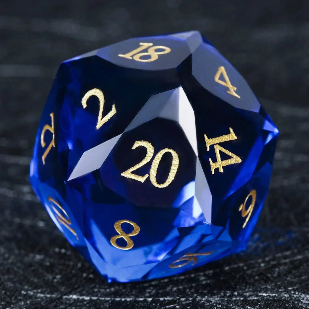 Bear Dice DND Multi-Sided Engraved Glass Gemstone Dice Set