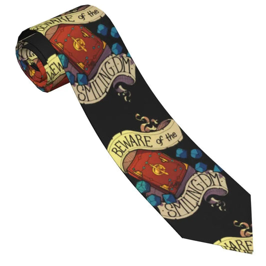 Dnd Dice Dnd Dice Neckties Unisex 8 cm Narrow Beware of the Smiling Dungeon Master Neck Tie for Men Daily Wear Gravatas Business