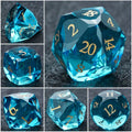 DND Dice - High Quality Blue Crystal Glass Gemstone Dice Set