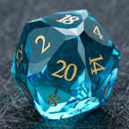 DND Dice - High Quality Blue Crystal Glass Gemstone Dice Set