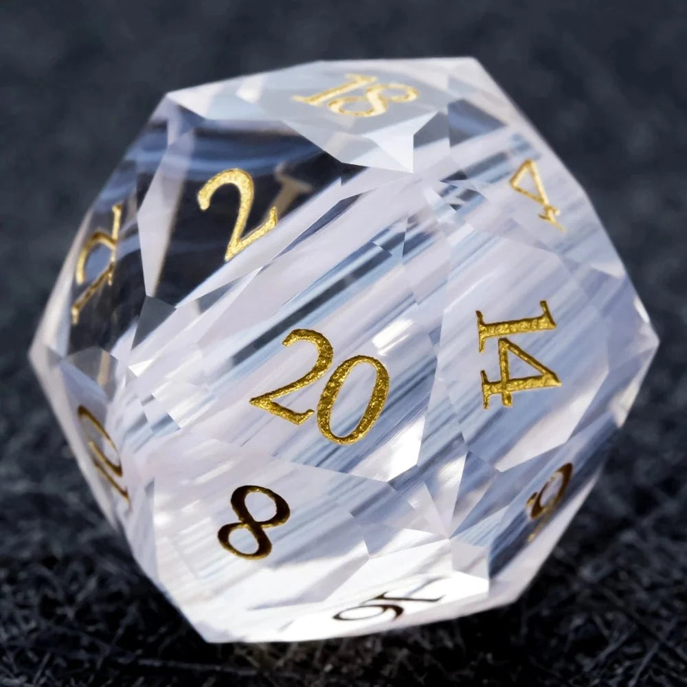 Bear Dice DND Multi-Sided Engraved Glass Gemstone Dice Set