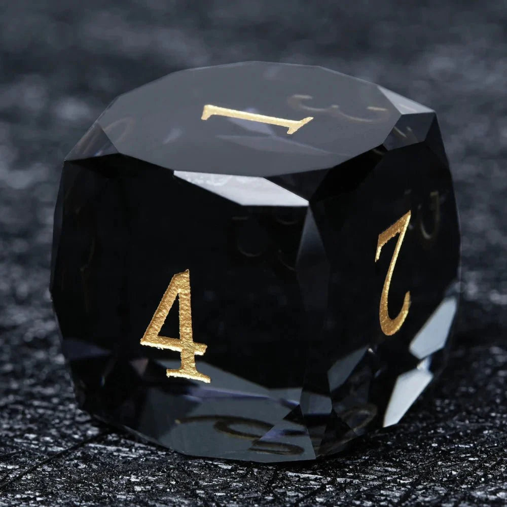 DND Dice - Premium Black Glass Gem RPG Dice Set