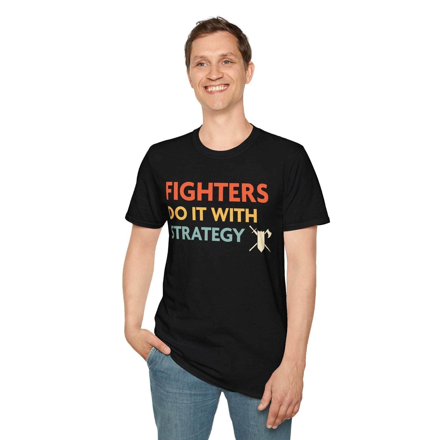 DnD Fighters Do It With Strategy Shirt - Navy / S