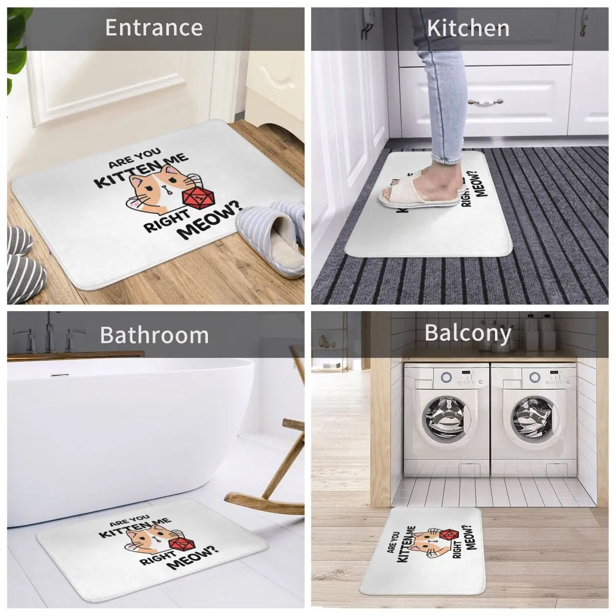 DND Game Bath Mat Are You Kitten Me Right Meow Cat Dice Roll Doormat Kitchen Carpet Entrance Door Rug Home Decoration