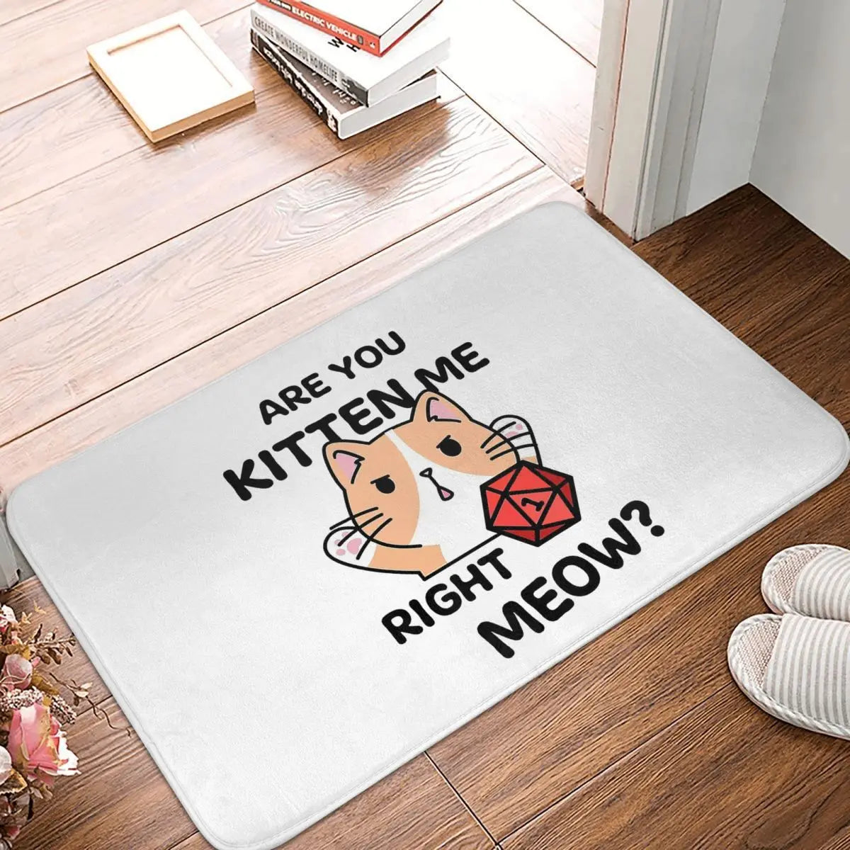 DND Game Bath Mat Are You Kitten Me Right Meow Cat Dice Roll Doormat Kitchen Carpet Entrance Door Rug Home Decoration