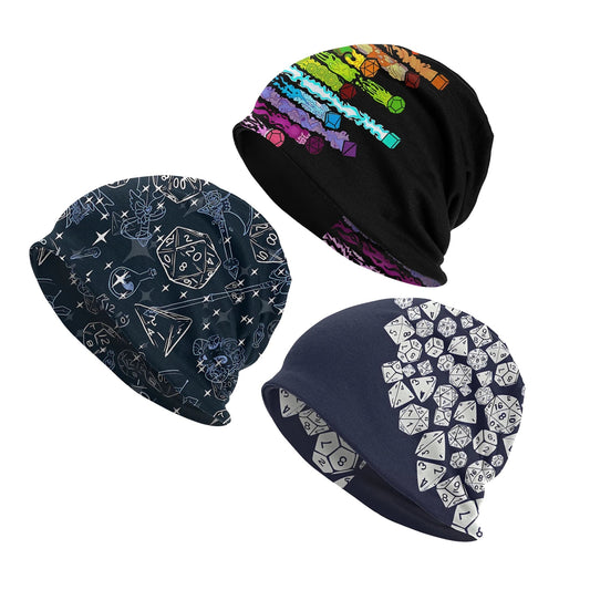 DnD Game Dice Spill Men Women Beanies Windproof Ski Cap Double Layer Fabric Bonnet Hat