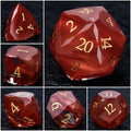 DND Gem Dice Set Crystal Flame Red Glass Diamond Cut Gold Digital RPG Dice