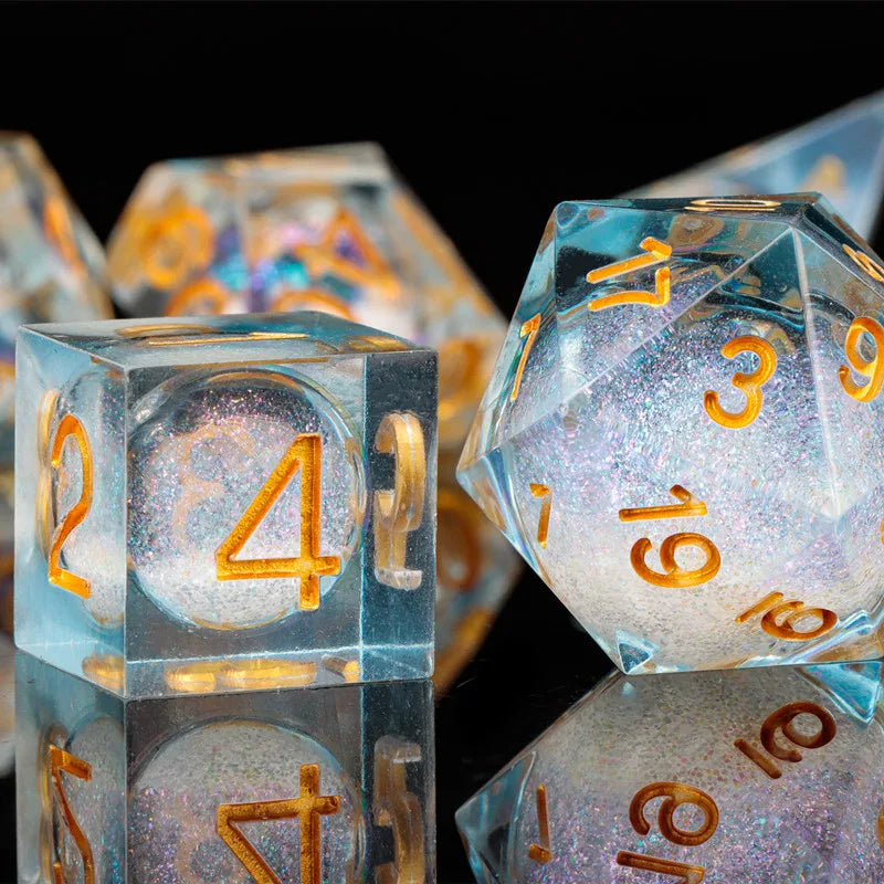 DnD Liquid Core Resin Dice, Handmade Liquid Dice, Polyhedral Dice Set for Dungeons and Dragons, Galaxy Dice Set, dice set dnd