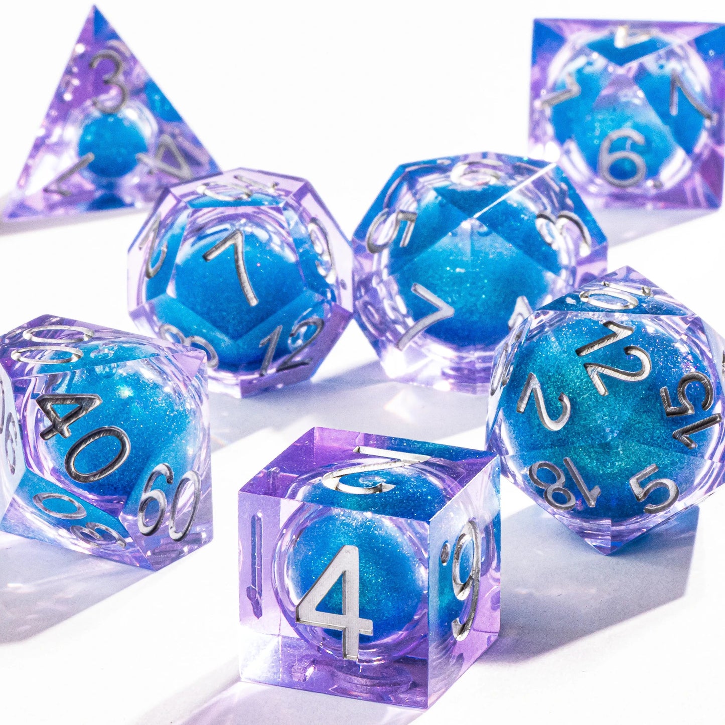 DnD Liquid Core Resin Dice, Handmade Liquid Dice, Polyhedral Dice Set for Dungeons and Dragons, Galaxy Dice Set, dice set dnd